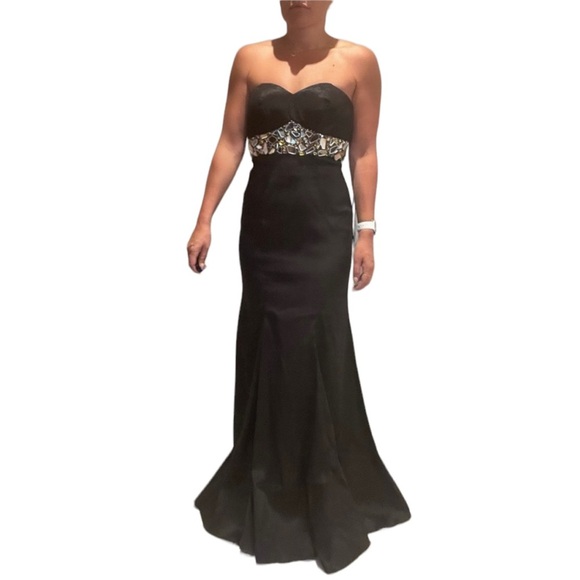 Jovani Strapless Black Gown w/ Embellishments - Picture 3 of 6